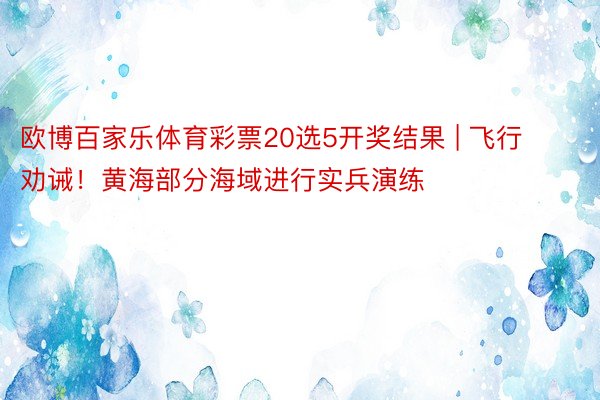 欧博百家乐体育彩票20选5开奖结果 | 飞行劝诫！黄海部分海域进行实兵演练