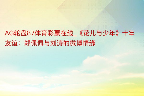 AG轮盘87体育彩票在线_《花儿与少年》十年友谊：郑佩佩与刘涛的微博情缘