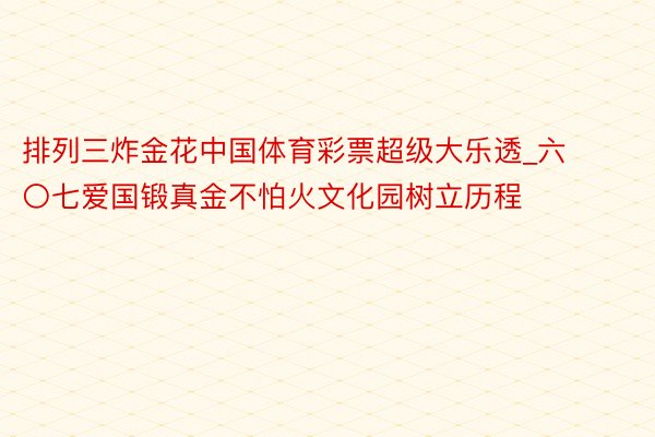 排列三炸金花中国体育彩票超级大乐透_六〇七爱国锻真金不怕火文化园树立历程